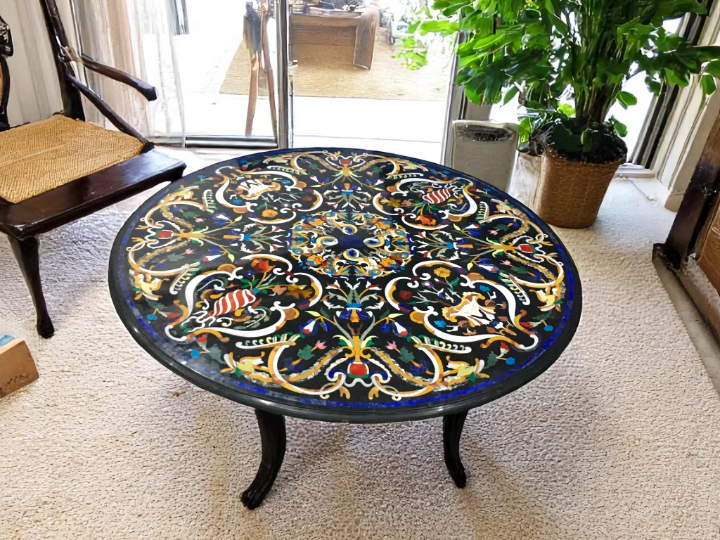 Black Marble Round Table Tops for Outside - BUY NOW 